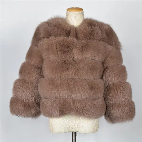 Fursarcar Real Fur Coat For Women Winter Natural Fur Jacket Fashion Short Silm Outwear Luxury Natural Real Fur Coat Real Fur 8