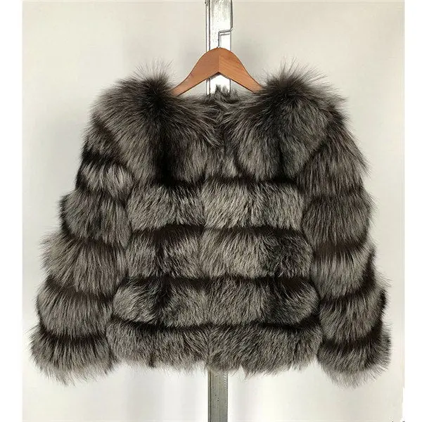 Fursarcar Real Fur Coat For Women Winter Natural Fur Jacket Fashion Short Silm Outwear Luxury Natural Real Fur Coat Real Fur 11