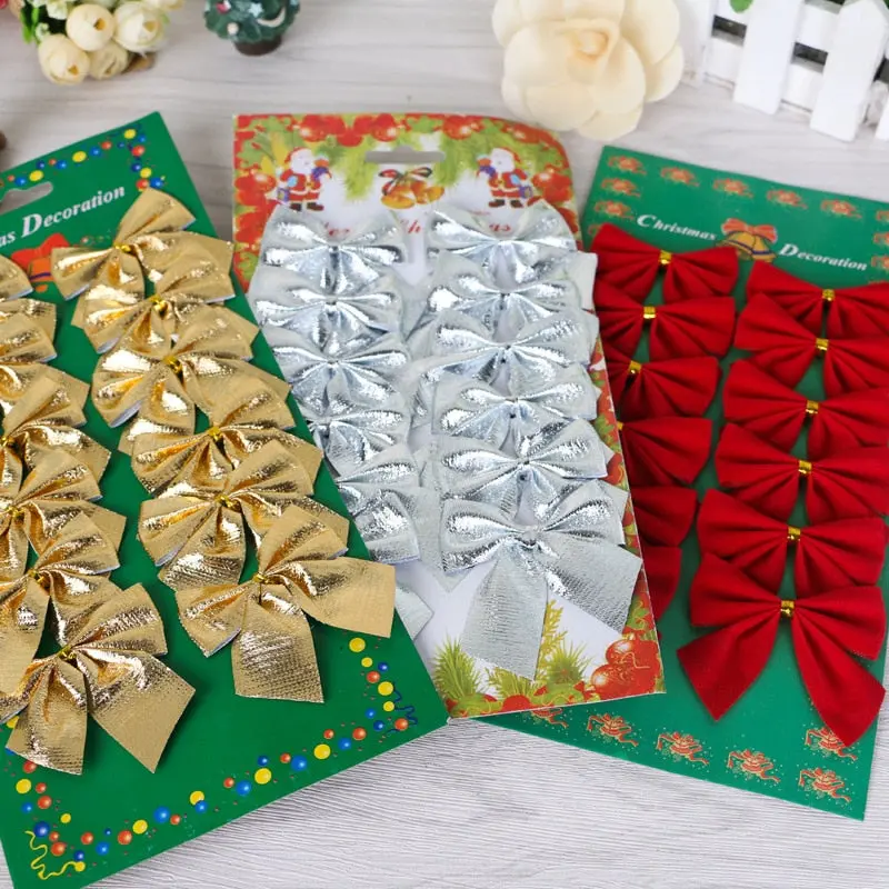 12 Pcs/Lot Pretty Bow Tie Christmas Tree Ornaments Christmas Pendant Tree Decoration Baubles 2019 New Year Decorations For Home 1