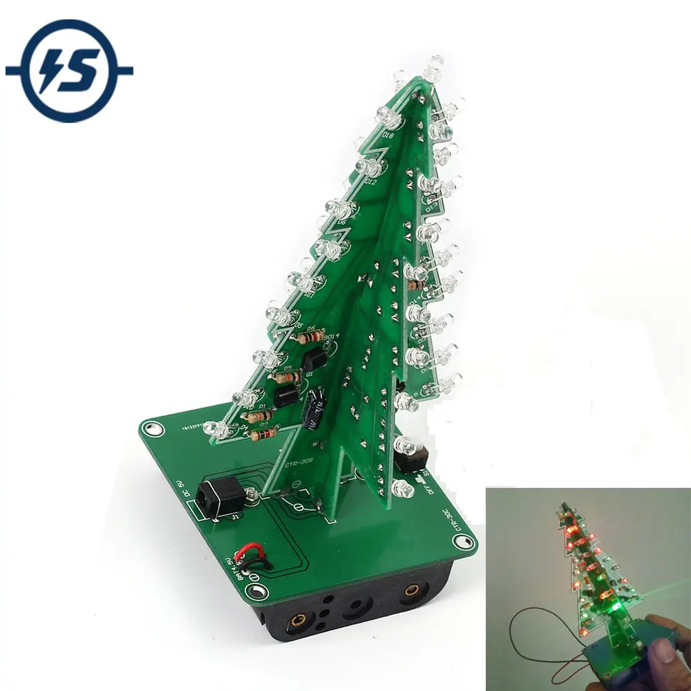 7 Colors 3D Christmas Tree Led Flash Diy Kit Three-Dimensional Colorful Rgb Led Circuit Kit Electronic Fun Suite Christmas Gift 1