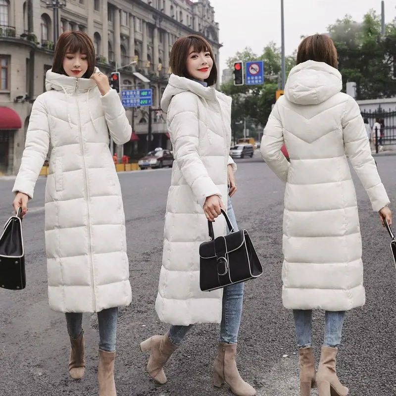 S-6Xl New Autumn Winter Women Plus Size Fashion Down Long Hoodie Down Parkas Cotton Warm Jackets Thick Female Long Coat Clothing 1
