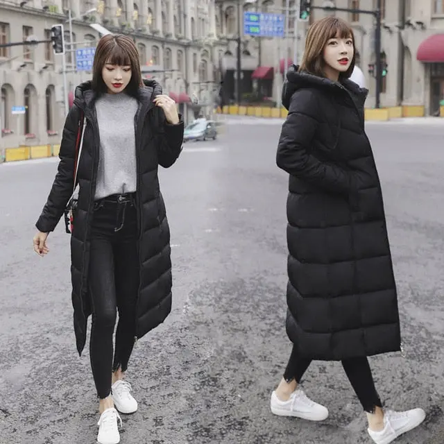 Plus-Size Women's Down-Filled Hooded Parka – Warm, Thick Long Coat for Autumn and Winter - Image 5