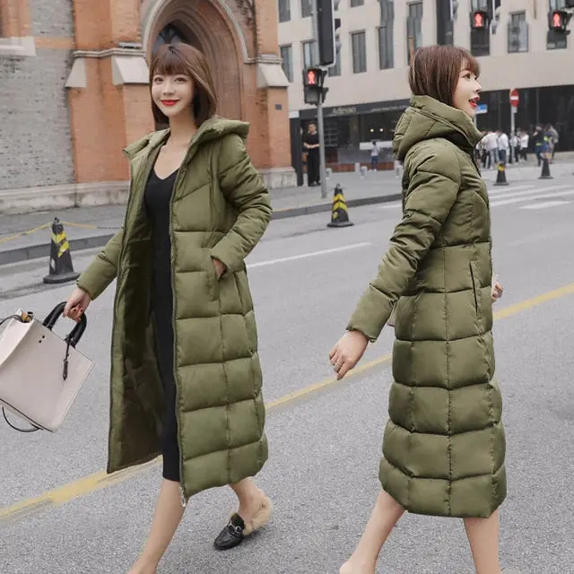 Plus-Size Women's Down-Filled Hooded Parka – Warm, Thick Long Coat for Autumn and Winter - Image 7