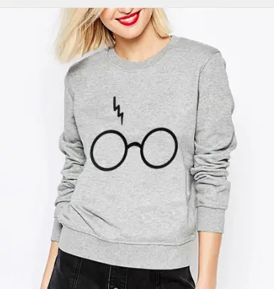 New 2018 Summer Autmn Girl Harries Potter Glasses And Lightning Bolt Sweatshirts Long Sleeve Pull O-Neck Harajuku Casual Ropa 1