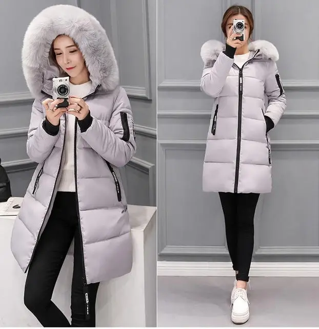 Stylish 2018 women's long down parka featuring a luxurious fur-trimmed hood, thick insulated cotton lining, and windproof design—available in extended sizes for ultimate warmth and comfort. - Image 4