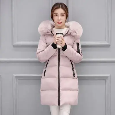 New 2018 Autumn Winter Women Fur Collar Long Hoodie Down Jacket Plus Size Hooded Cotton Thick Warm Windproof Parkas 3