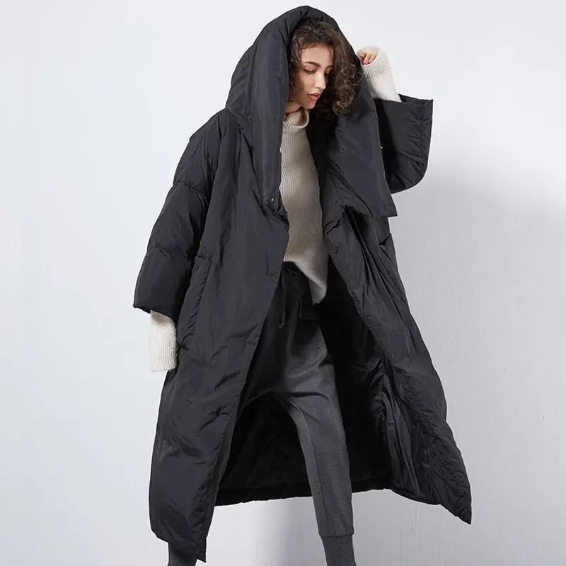 Xs-7Xl Plus Size Winter Good Quality Over The Knee Longer Duck Down Coat Female Single Breasted Hooded Warm Down Coats Wq124 1