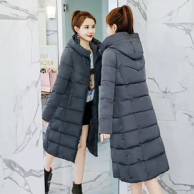 S-3Xl Autumn Winter Women Lady Long Duck Down Jacket Hoodie Knee-Length Parkas Warm Jackets Female Winter Korean Coat Clothes 1