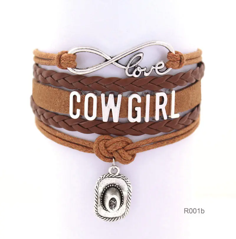 Infinity Love Girls Bracelets Cowgirl Bracelet  Sports Suede Pu Leather Cheer Bracelets For Women R001- Drop Shipping 1