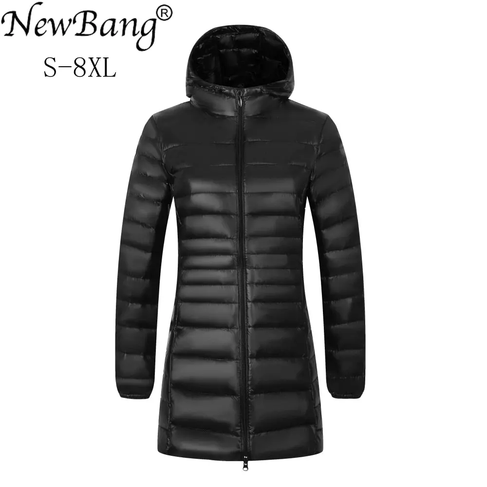 Newbang Brand Plus 8Xl 7Xl Ladies Coats Long Winter Down Jacket Ultra Light Down Jacket Women Hooded Female Warm Coat  Outerwear 1
