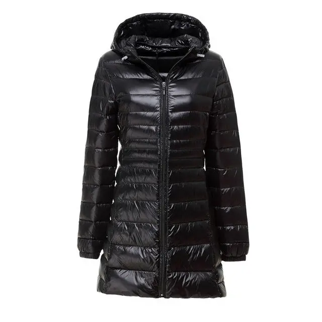 Newbang Women's Plus-Size Hooded Down Coat: Lightweight, Warm, and Stylish Long Winter Outerwear for Women - Image 4