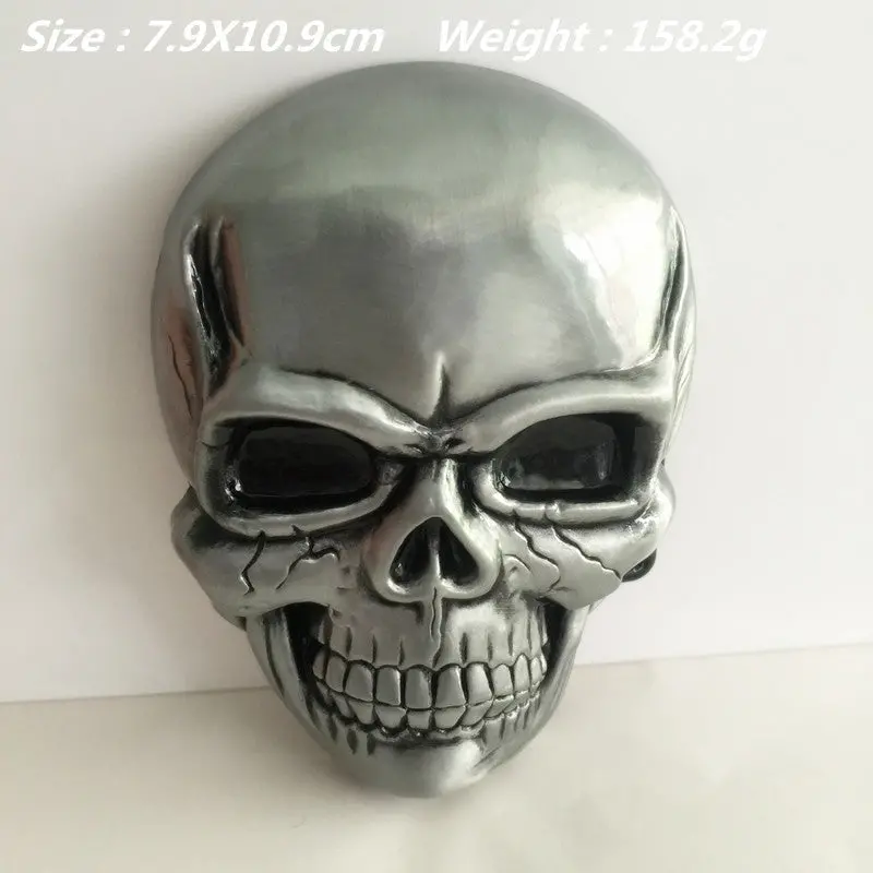 Retail 2016 New Style Skull Cowboy Belt Buckle For Men Women Jeans Accessories Fit 4Cm Wide Belt 79*109Mm 158.2G Silver Metal 1