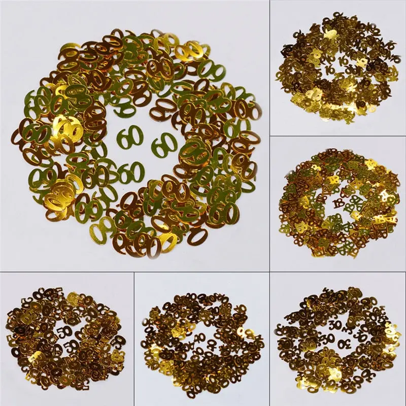 Gold Digitals 16 18 30 40 50 60 Confetti Happy Birthday Wedding Party Numbers Table Scatters Decor Sprinkle Party Supplies 1