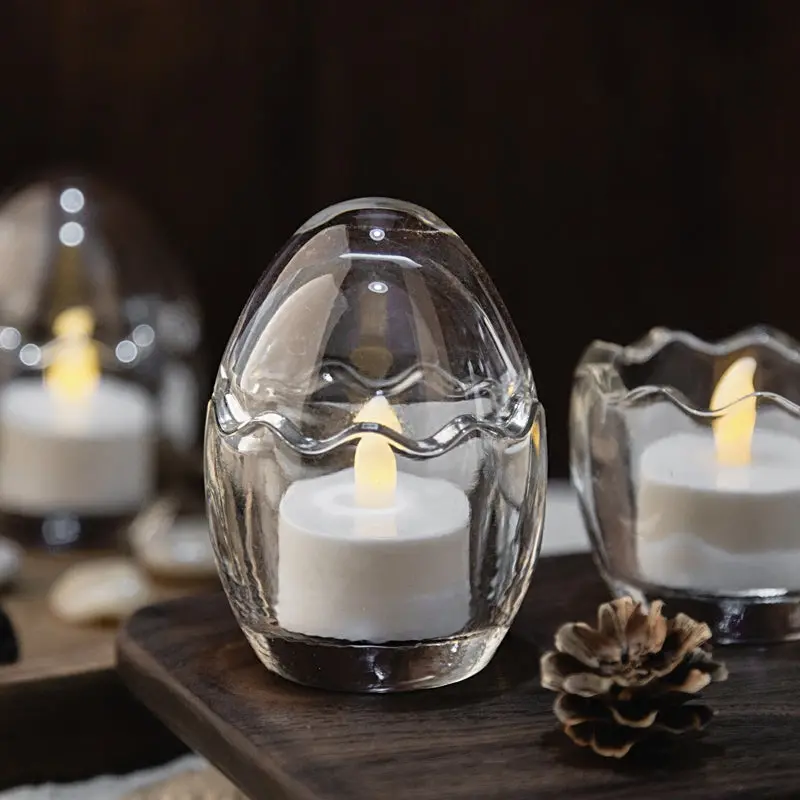 Creative Glass Dinosaur Egg Candle Holder Decorative Egg Shell Shape Candlestick Glassware Art And Craft Ornament Accessories 1
