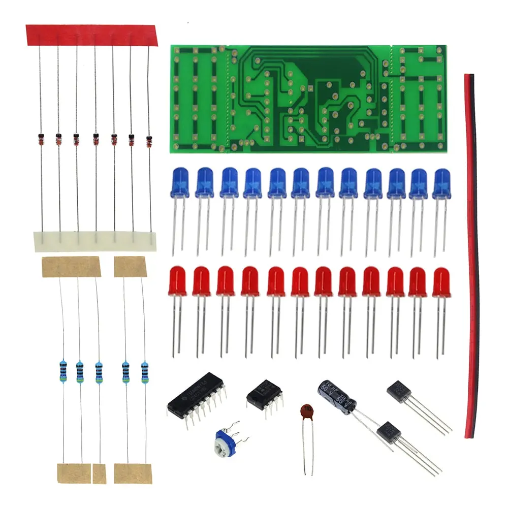 Red Blue Double Color Flashing Lights Kit Strobe Ne555 + Cd4017 Practice Learning Diy Kits Electronic Suite 1
