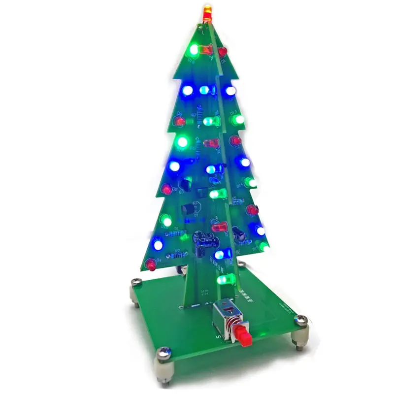 3D Color Christmas Tree Led Flash Light Diy Kit Colorful Led Flash Circuit Parts Electronic Fun Suite Christmas Gift 1