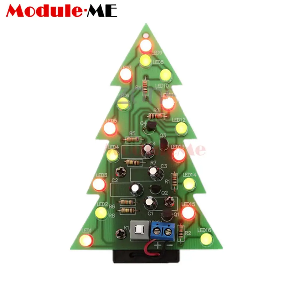 New Arrival Diy Kit Christmas Trees Led Circuit Red Green Flash Light Electronic Suit 1