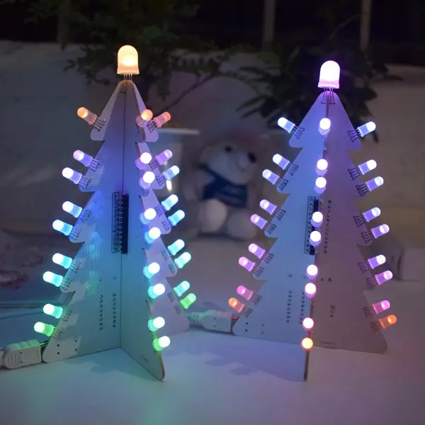 New Diy Light Control Full Color Led Big Size Christmas Tree Tower Kit Led Decoration With 14 Lighting Modes Electronic Learning 1