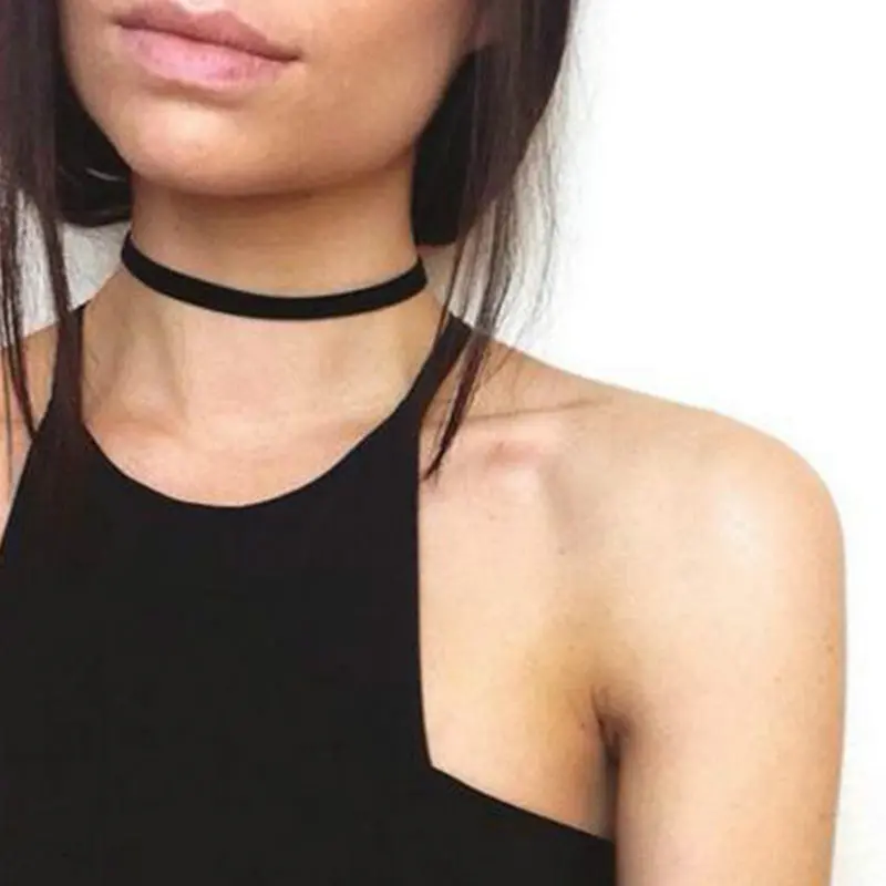 Vintage Retro Black Velvet Choker Necklace Mujer 1