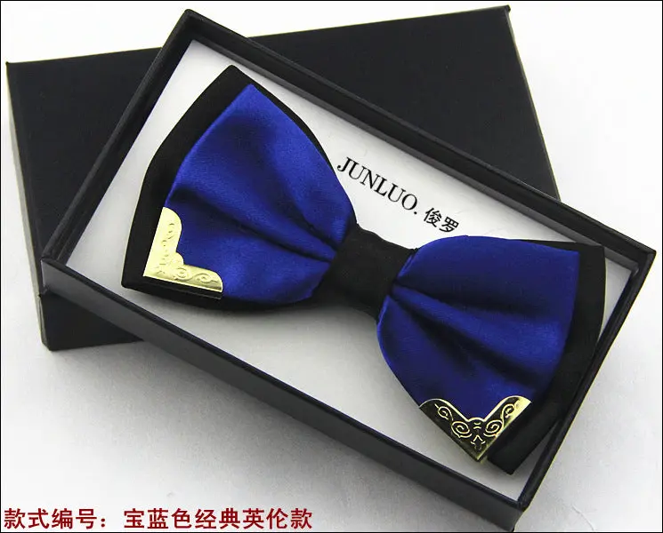 New Style Fashion Boutique Metal Head Bow Ties For Groom Men Women Butterfly Solid Bowtie Classic Gravata Cravat Freeshipping 1