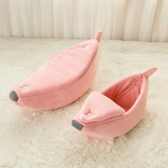 Banana Cat Bed House Cozy Cute Banana Puppy Cushion Kennel Warm Portable Pet Basket Supplies Mat Beds For Cats & Kittens 5