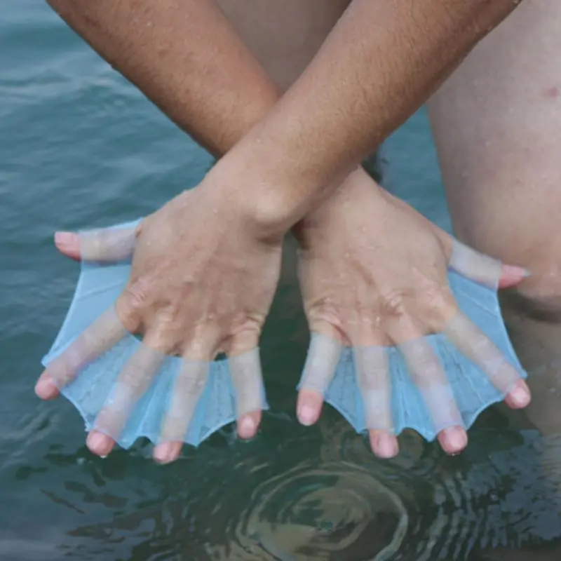 1Pair Hot Sale Unisex Frog Type Silicone Girdles Swimming Hand Fins Flippers Palm Finger Webbed Gloves Paddle Water Sports ~3 1