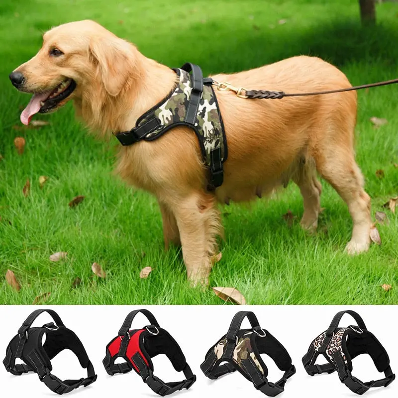Nylon Heavy Duty Dog Pet Harness Collar Adjustable Padded Extra Big Large Medium Small Dog Harnesses Vest Husky Dogs Supplies 1