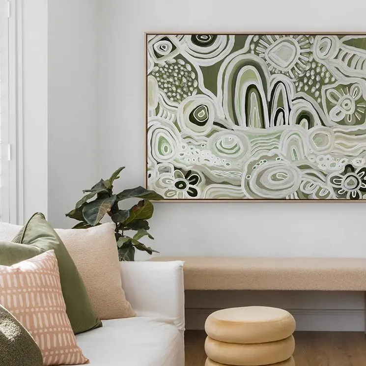 River Country Green Canvas Art Print 120X160cm Oak Box Frame 1