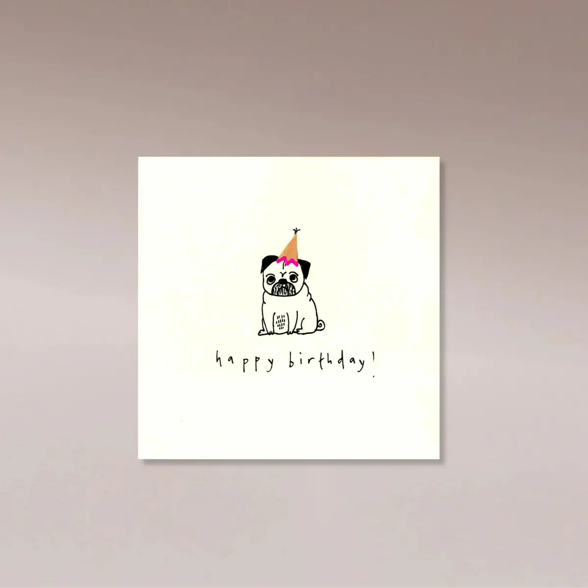Ruth Jackson Card Pencil Shavings - Pug Happy Birthday 1