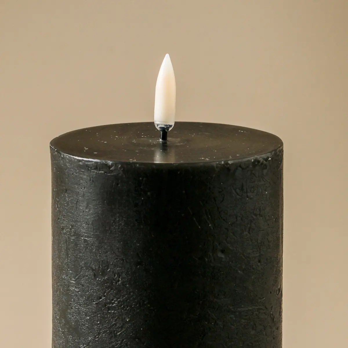 Textured Flameless Candle Black - 3.1" X 8" 1