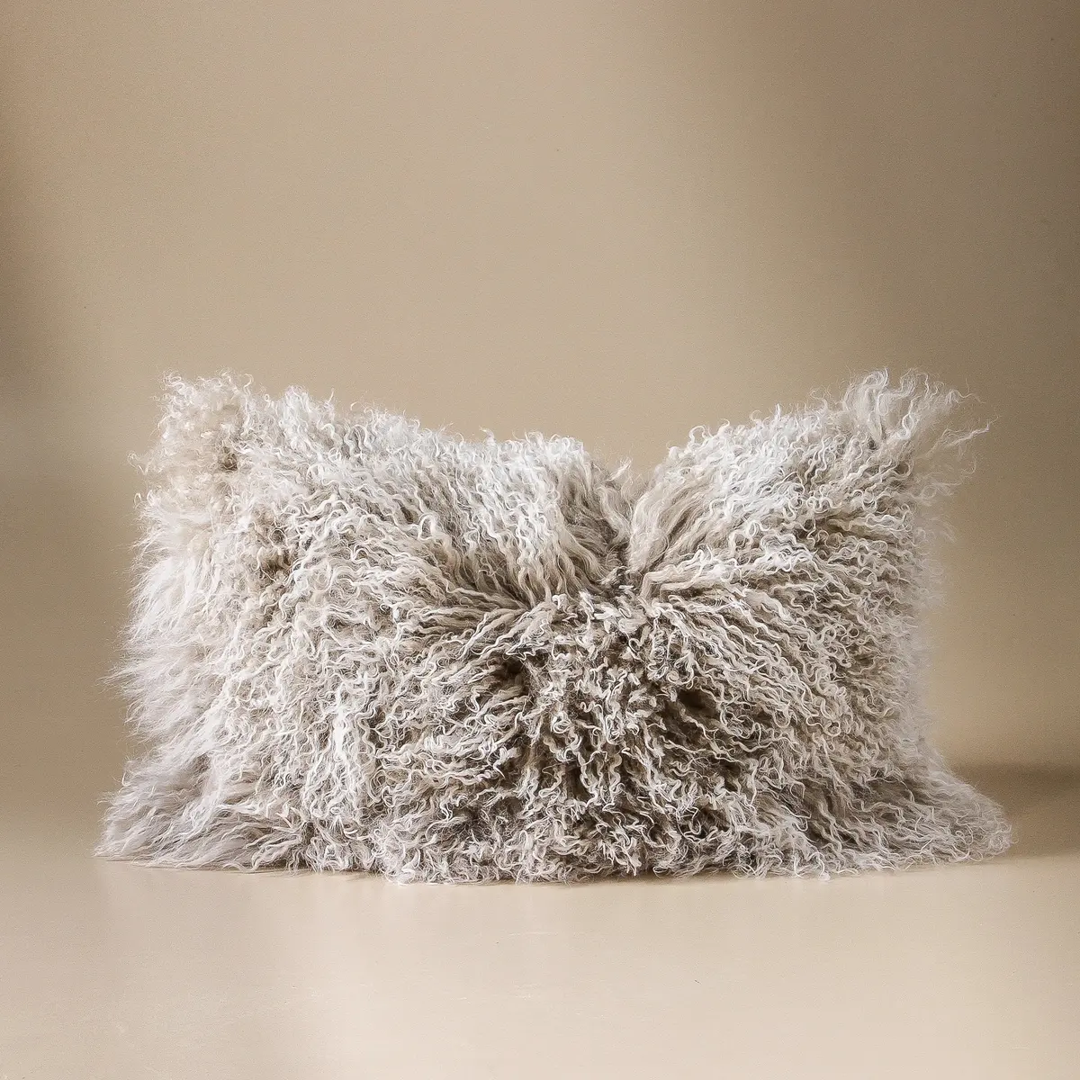 Tibetan Fur Cushion Lumbar 30X50 Grey Snowflake 1