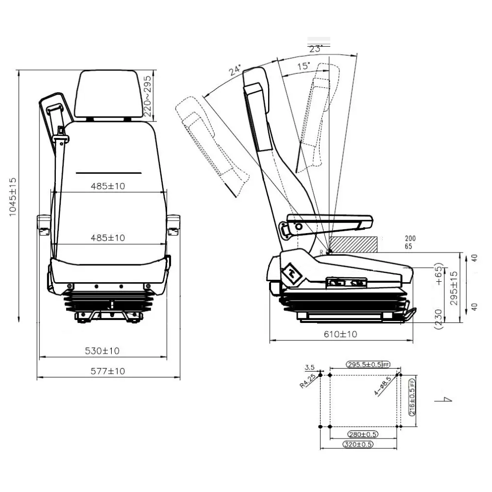 Truck Pneumatic Air Suspension Seat With Intergrated Seat Belt Ts 021 2