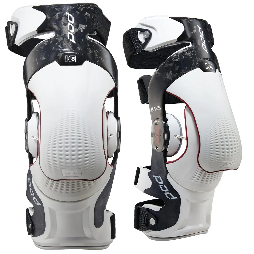Pod K8 3.0 Carbon Motocross Knee Braces White 1