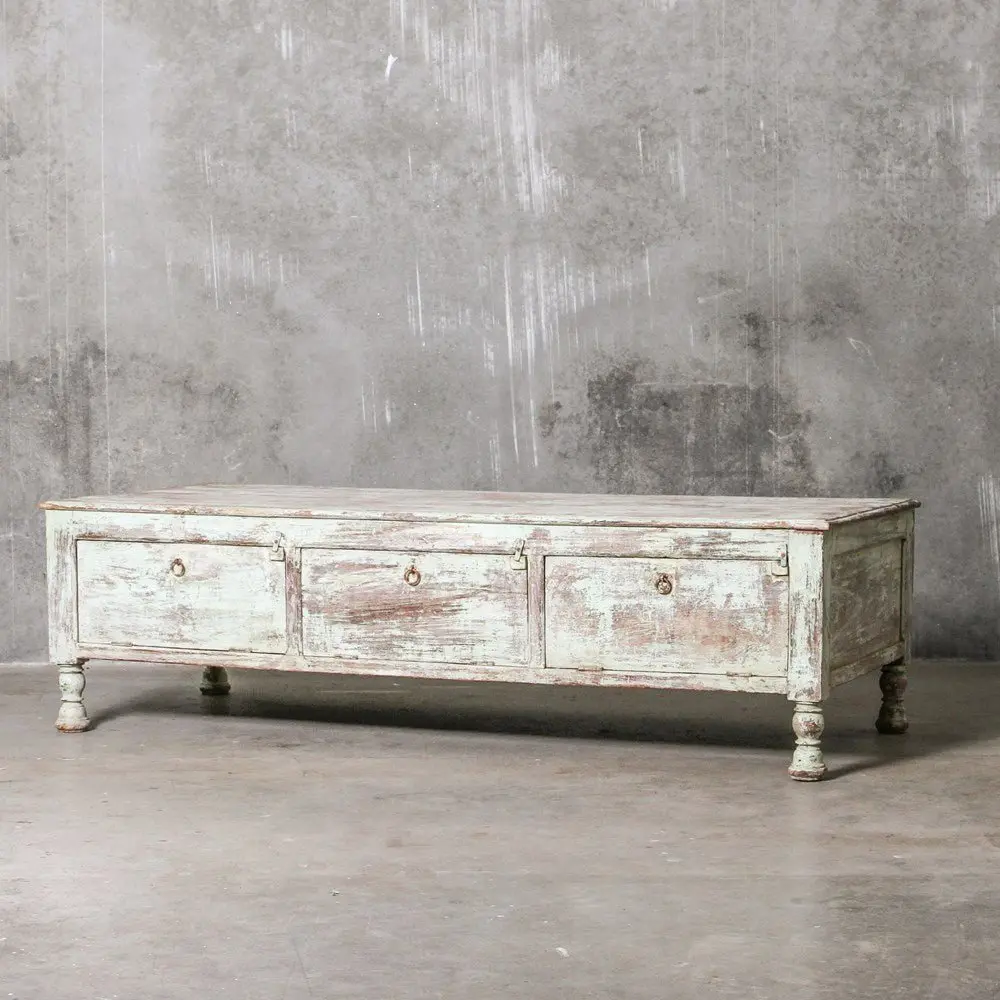 Vintage Indian 3 Drawer Coffee Table 1