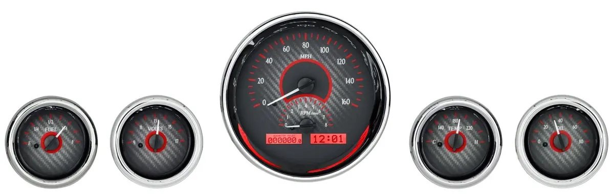Dakota Digital Vhx-1015-C-R Universal Round Analog Gauge Kit 1
